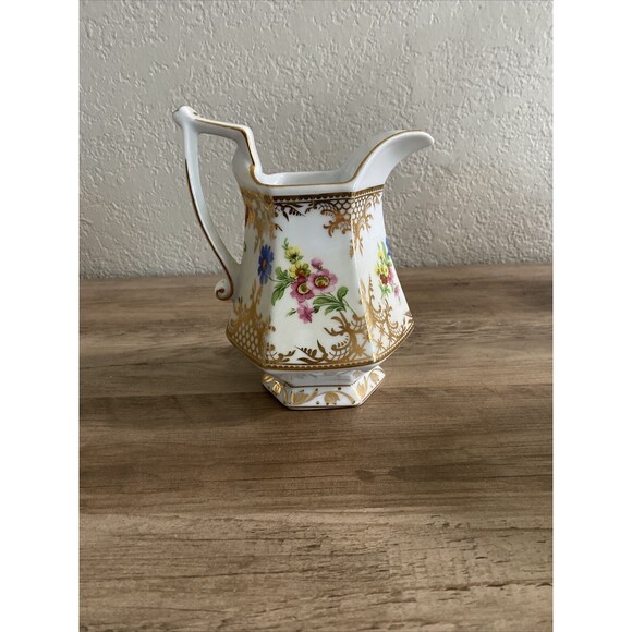 Royal Danube Small Pitcher  Multi Color Floral With Gold Trim Stamped 20oz - Picture 9 of 9